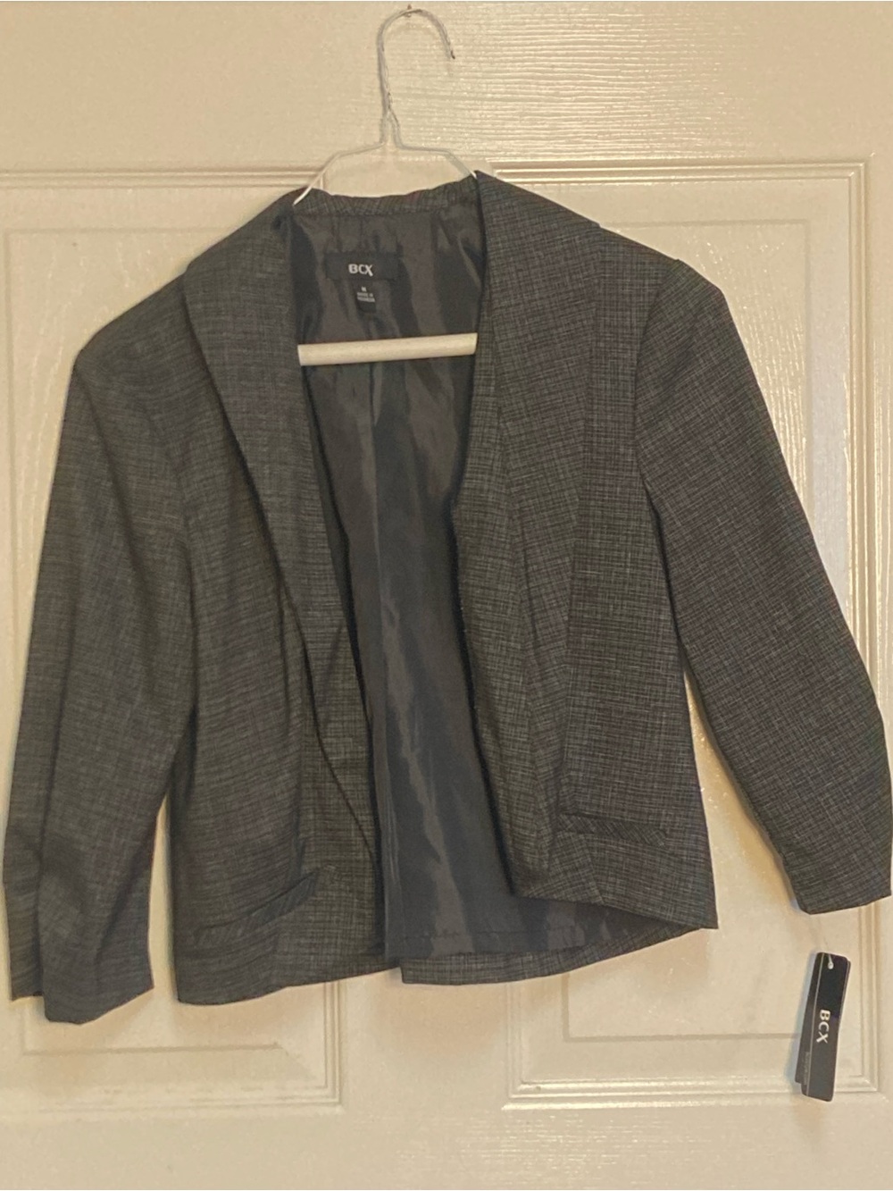 BCX Gray Cropped Open-Front Blazer